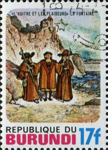 Stamp, LA FONTAINE. The man and the pleaders., Burundi,  , Fables