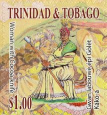 Stamp, Woman With Cocoa Knife, Trinidad and Tobago,  , Agriculture, Traditions