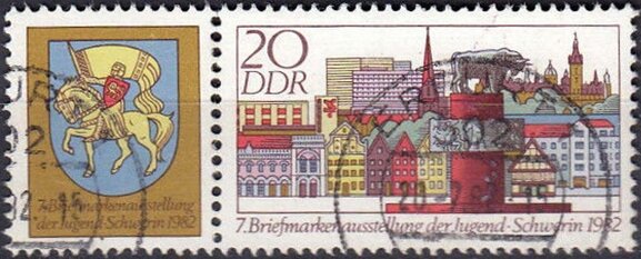Schwerin in 1640/Zf with city arms /Schwerin 1982