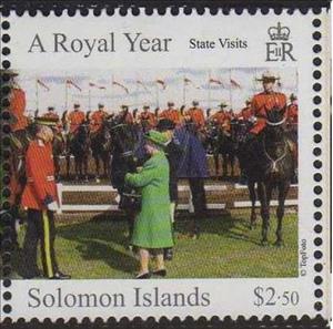Stamp, Syte Visits, Solomon Islands,  , Army, Queens, Royalty