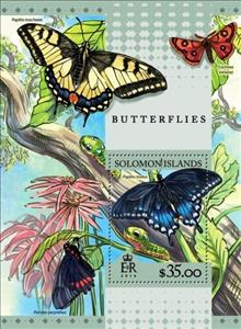 Souvenir Sheet, Papilio troilus, Solomon Islands,  , Animals (Fauna), Butterflies, Insects
