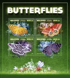 Mini Sheet, Butterflies, Maldives,  , Animals (Fauna), Butterflies, Insects
