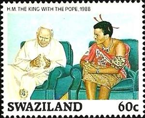 Stamp, With Pope John Paul II, Swaziland,  