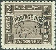 Postage Due Stamps of Cyrenaica, Surcharged in Black