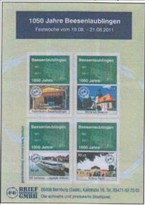 Souvenir Sheet, 1050 Jahre Beesenlaubingen, Germany, Modern Private Post Offices,  