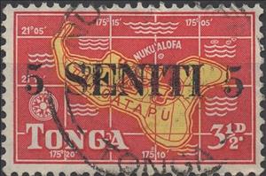 Stamp, 5s On 3 1/2d, Tonga,  , Maps