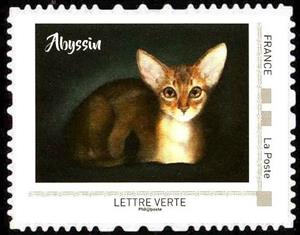 Stamp, Abyssin, France,  , Animals (Fauna), Cats, Mammals