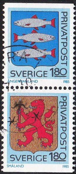 Se-tenant, Discount stamps, Sweden,  , Animals (Fauna), Coats of Arms, Fishes, Heraldic Animals, Лев, Mammals