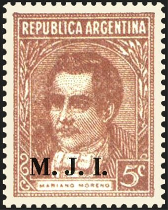 Mariano Moreno (1778-1811), ovpt. "M.J.I."
