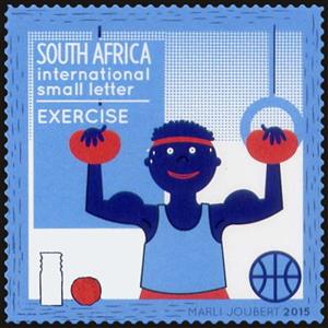 Stamp, Exercise, South Africa,  , Healthcare, Stylized Figures / Persons