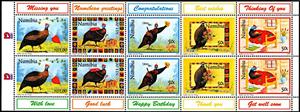 Booklet, Helmeted Guineafowl (Numida meleagris), Namibia,  , Animals (Fauna), Birds