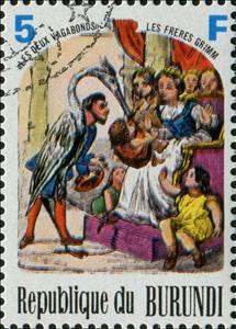 Stamp, The Brothers Grimm. The Two Vagabonds., Burundi,  , Fairy Tales