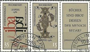 Se-tenant, Initials and emblem, Germany, Democratic Republic,  , Books, Letters (Alphabet), Seals (Emblems)