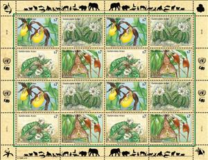 Mini Sheet, Endangered Species (IV), UNO Vienna,  , Cacti, Flowers, Orchids, Plants (Flora)