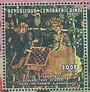 Stamp, Two noblemen, Central African Republic,  , Chess