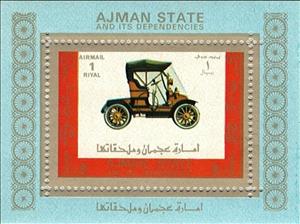 Souvenir Sheet, Old car #3, Ajman,  , Cars