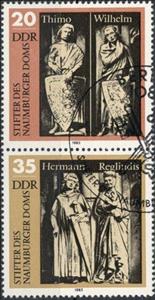 Se-tenant, Founding Figures of the Naumburg Cathedral, Germany, Democratic Republic,  , Churches - Cathedrals - Basilicas - Chapels, Religion, Sculptures