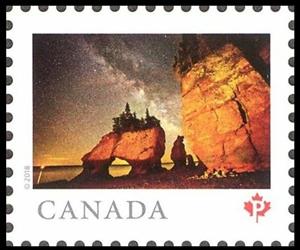 Stamp, Hopewell Rocks, NB, Canada,  , Aurora Borealis, Landscapes, Parks, Rocks, Sea, Sunsets / Sunrises, Trees