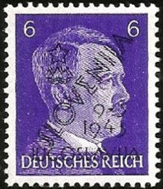 Stamp, Adolf Hitler, overprinted, Yugoslavia, Local Issues in WWII,  