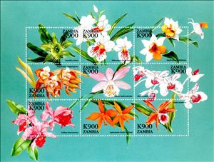 Mini Sheet, Orchids, Zambia,  , Orchids, Plants (Flora)