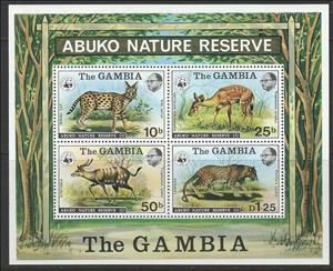 Souvenir Sheet, Mammals Nos 341-344, Gambia,  , WWF, Animals (Fauna)