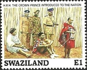 Stamp, Introduction to the nation while crown prince, Swaziland,  