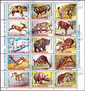 Mini Sheet, Endangered Animals, Equatorial Guinea,  , Animals (Fauna)