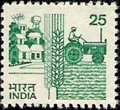 Village,wheat and tractor