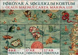 Souvenir Sheet, The Map Of Olaus Magnus, Faroe Islands,  , Maps
