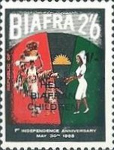 Stamp, Help for Refugees with overprint, Biafra,  , Aid to Refugees, Refugees