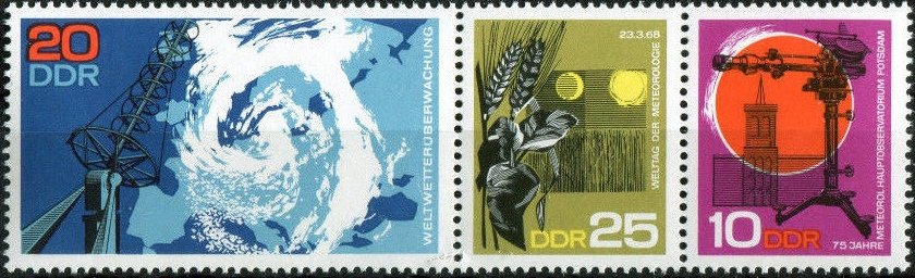 Se-tenant, Meteorological Observatory Potsdam, Germany, Democratic Republic,  , Agriculture, Observatories, Sun, Weather