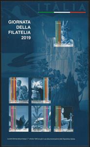 Souvenir Sheet, Tribute to the 1945 Values of Democracy Stamps, Italy,  , Families, Plants (Flora), Postal History, Stamp Day, Tools, Torches