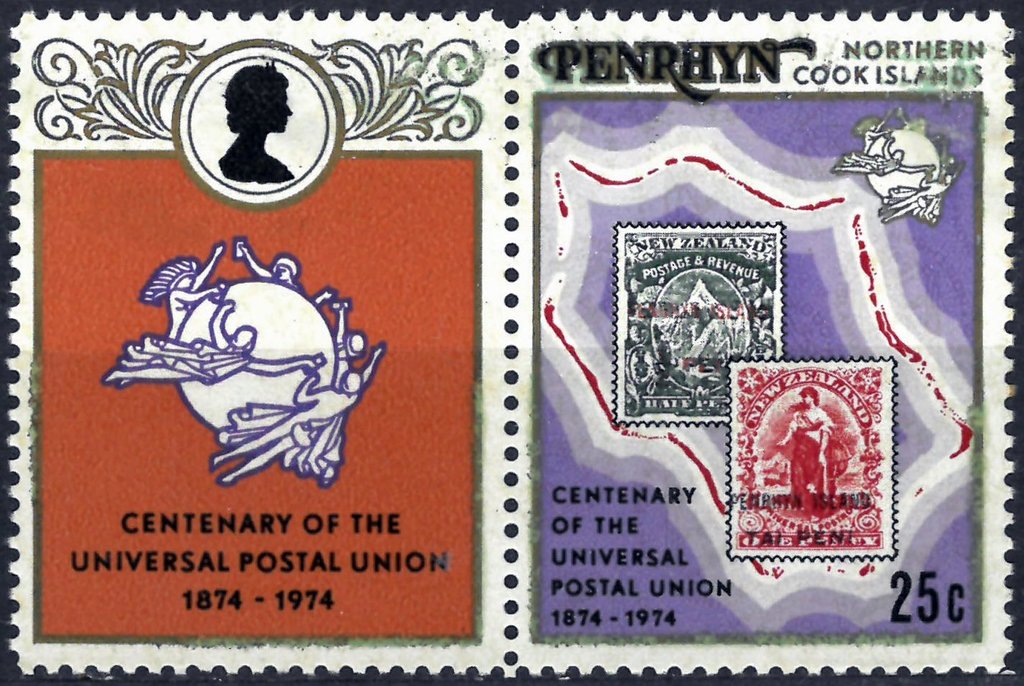 Map of island and stamps number 1 and 2