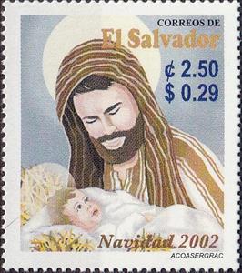 Stamp, St. Joseph with child, El Salvador,  , Christmas