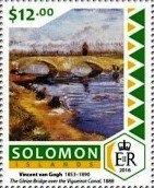 Stamp, “The Gleize Bridge over the Vigueirat Canal”, 1888, Solomon Islands,  , Paintings