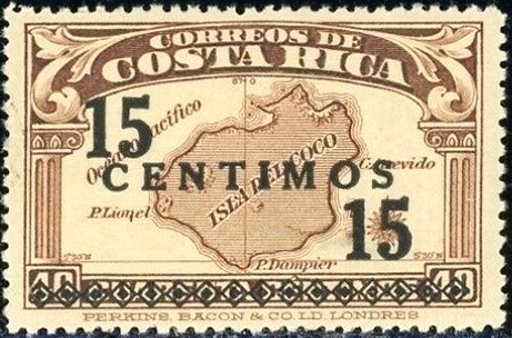 Map of Cocos Island-overprinted