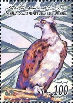 Stamp, Terathopius ecaudatus, Libya,  , Birds of Prey, Falcons