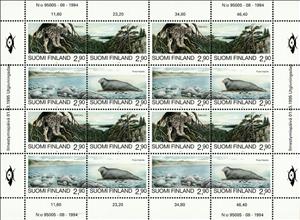 Mini Sheet, Nature protection, Finland,  , Animals (Fauna), Cats of Prey, Lynx, Mammals, Sea (Marine) Mammals, Sea Life, Seals (Animals), Trees