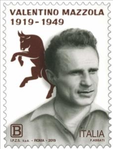 Stamp, Centenary of Valentino Mazzola, Footballer, Italy,  , Football (Soccer), Sports
