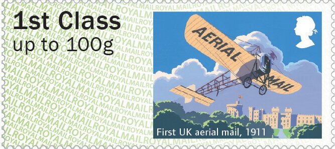 Stamp, First Airmail 1911, United Kingdom of Great Britain & Northern Ireland,  , Aircraft, Postal Services