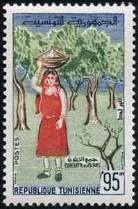 Stamp, Olive picker, Tunisia,  , Trees, Agriculture, Food, Olives