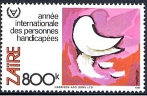 Stamp, Pigeon The Symbol Of Freedom, Zaire,  , Healthcare