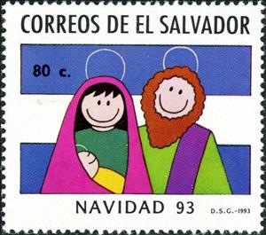Stamp, HI. Mary and Joseph, El Salvador,  , Christmas