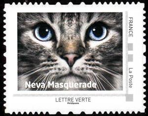 Stamp, Neva Masquerade, France,  , Animals (Fauna), Cats, Mammals
