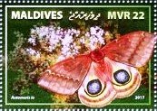 Stamp, Automeris io, Maldives,  , Animals (Fauna), Butterflies, Insects