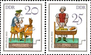 Se-tenant, Manufacturers, Germany, Democratic Republic,  , Professions, Toys