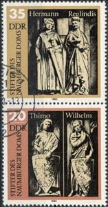 Se-tenant, Founding Figures of the Naumburg Cathedral, Germany, Democratic Republic,  , Churches - Cathedrals - Basilicas - Chapels, Religion, Sculptures