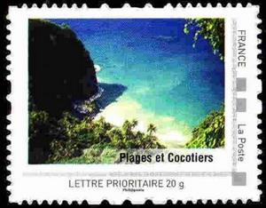 Stamp, Plages et Cocotiers, France,  , Beaches, Landscapes