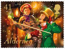Stamp, Scenes from Charles Dickens' "A Christmas Carol", Alderney,  , Christmas, Literature