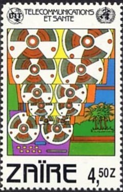 Stamp, Data processing, Zaire,  , Telecommunication, Technology
